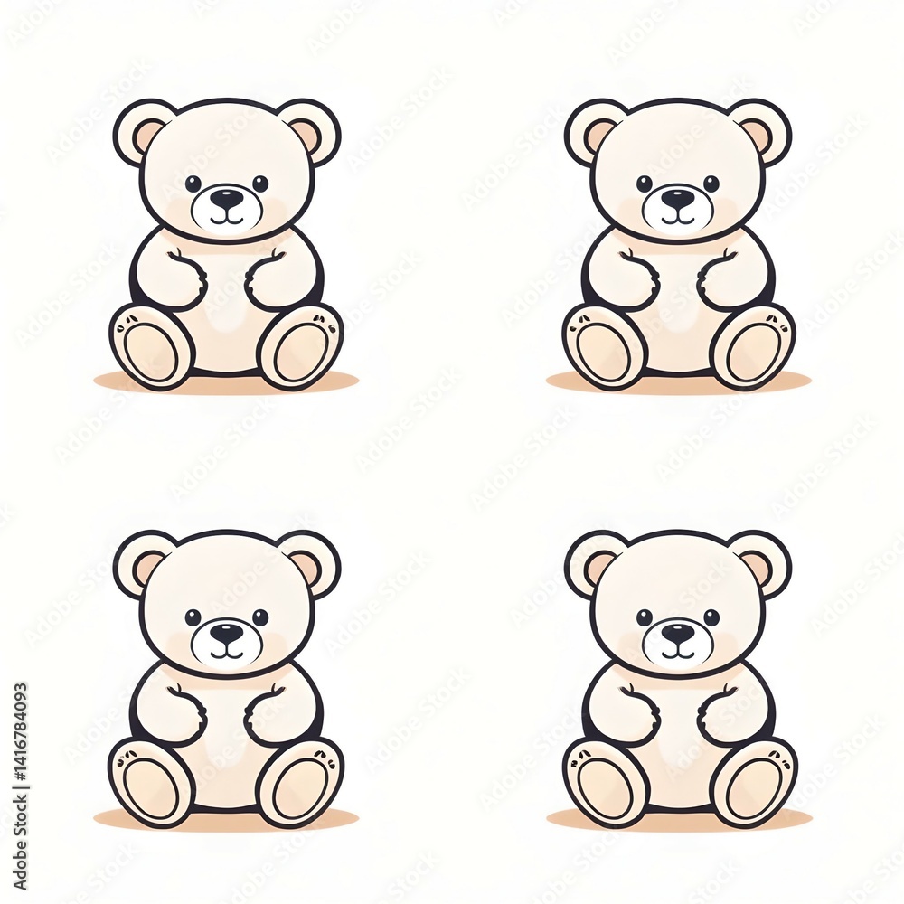 Set of Teddy Bear Plush Toy Doll Icon Stuffed Animal Childhood Furry Adorable Nursery Plushy Vector Illustration Set of Teddy Bear Plush Toy Doll Icon Stuffed Animal Childhood Furry Adorable Nursery Plushy Vector Illustration