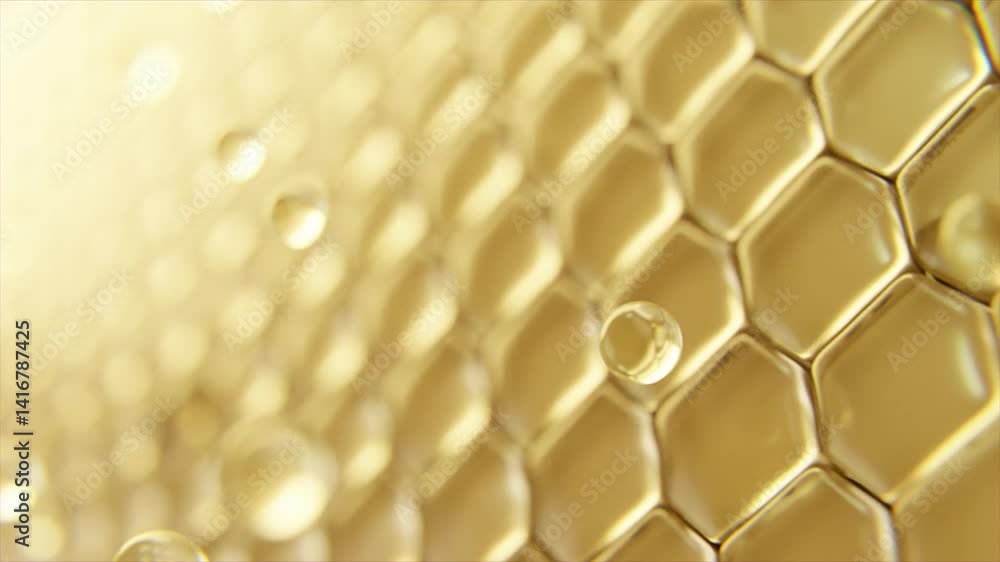 Skin Cells getting repaired by serum | Gold serum molecules through the skin layer and reduce up saggy skin of the skin cell