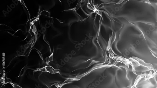 Black and white smoke. Abstract form wawe motion background. ​​Animation technological background. Smoke effect animation. Black and white background