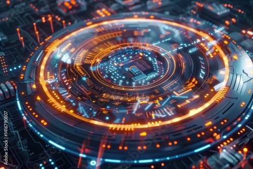 Wallpaper Mural Futuristic Technology Interface, A Digital Cyberpunk Realm Torontodigital.ca