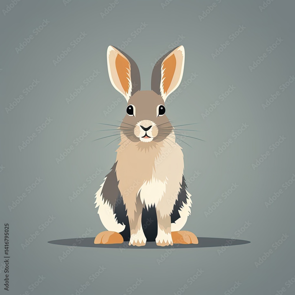 Obraz premium Minimalistic Rabbit Design in Dark Palette with Flat Style