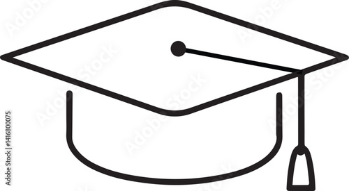Education and Graduation cap Line Icon, Outline Vector Symbol Illustration.  Editable Stroke.