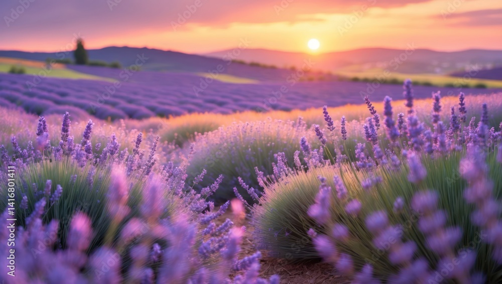 Fototapeta premium Lavender field at sunset