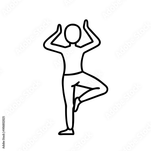 Silhouette of a person practicing yoga in a tree pose   
