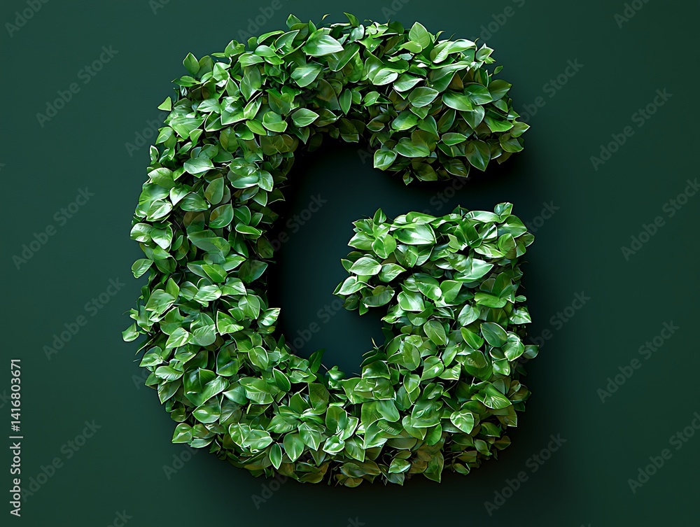 Lush green foliage forms a capital letter G. Lush green foliage forms a capital letter G.