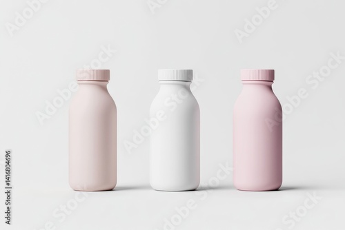 Three matte-finish bottles in pastel colors, ready for branding