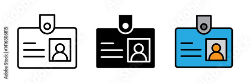 ID badge icon for computer, web and mobile app  stroke filled and colored icon set.