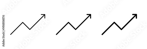 Growth arrow icon Vector illustration. Business concept, growing chart. Concept of sales symbol icon with arrow moving up. Economic Arrow With stroke thin, light and bold