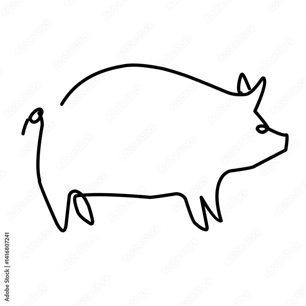 pig line vector illustration, isolated on white background pig line vector illustration, isolated on white background