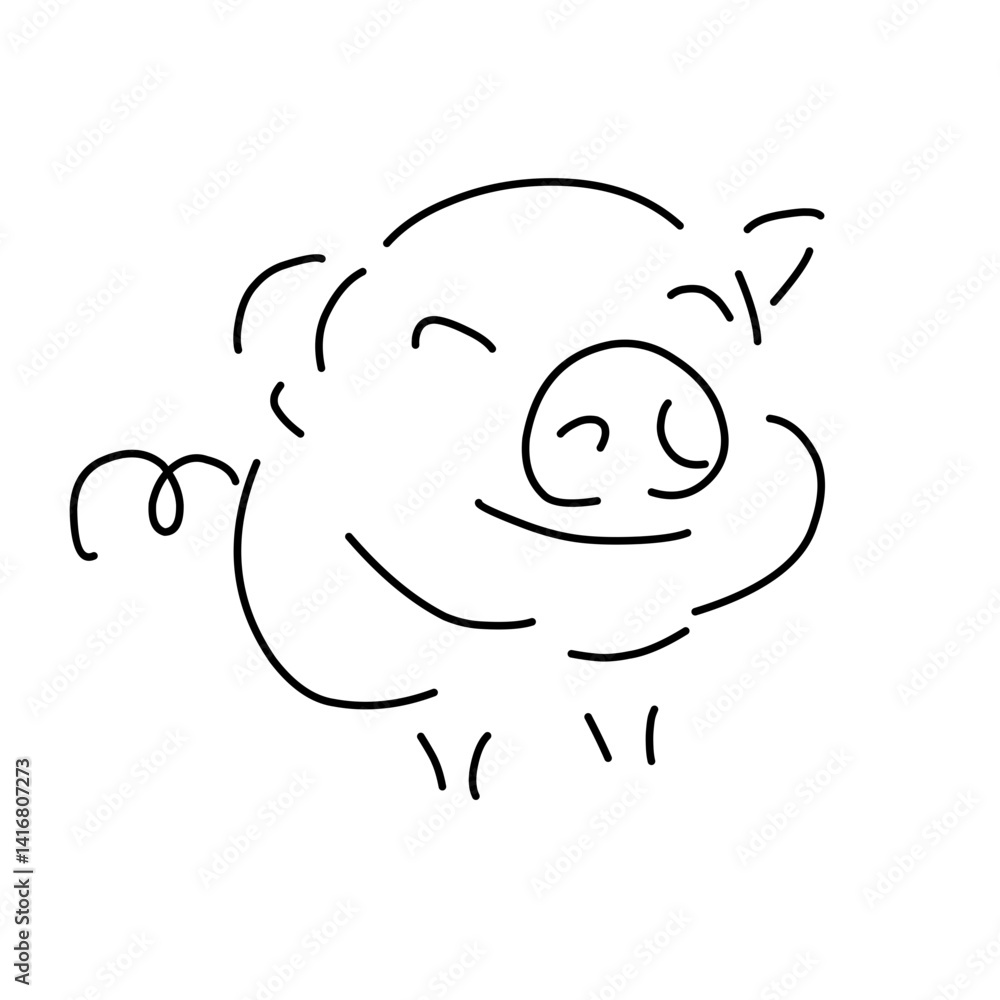 pig line vector illustration, isolated on white background pig line vector illustration, isolated on white background