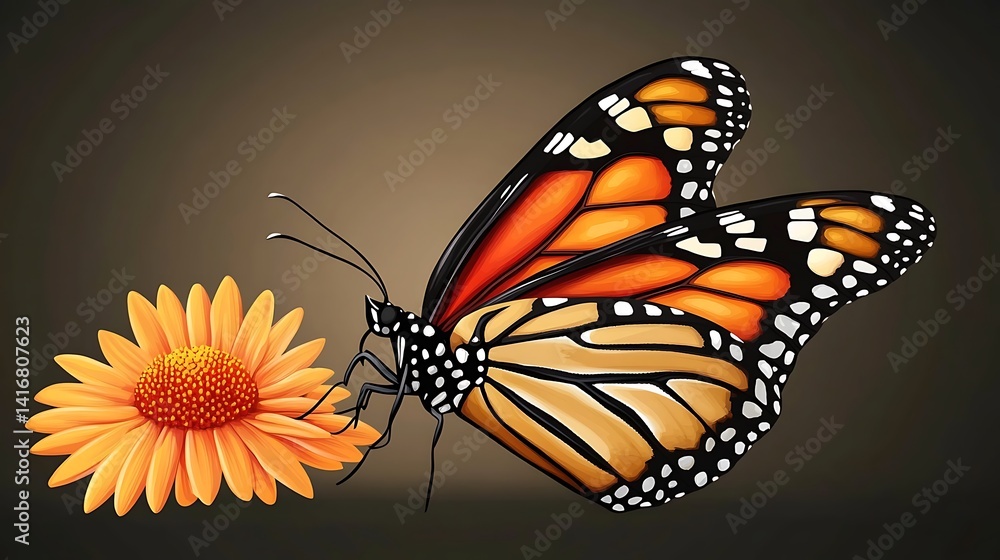 Orange butterfly on flower Orange butterfly on flower