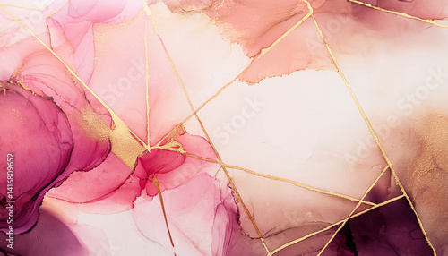 ピンクとゴールドの大理石模様のようなエレガントな背景