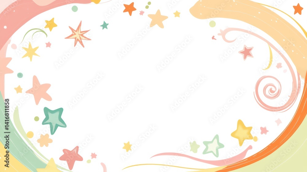 Pastel star border, blank space, whimsical background, invitation design Pastel star border, blank space, whimsical background, invitation design