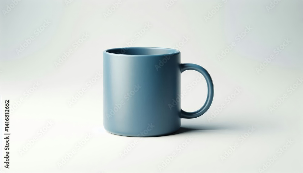 Fototapeta premium Blue Mug Mockup - Cup for Branding and Logo Placement - Product Design for Identity - White Drink Cup in Studio Environment - Background for Promotional Material - Mock-up for Presentation
