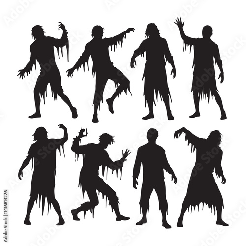 Zombie Silhouette Background Vector