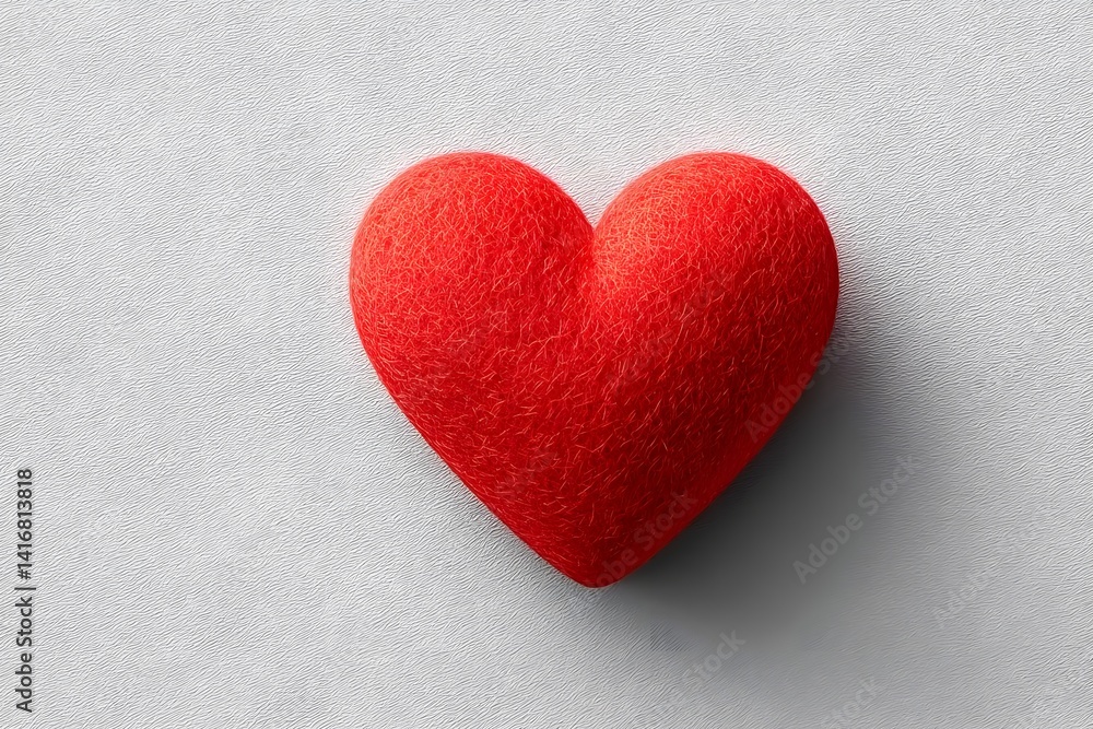 Textured red heart on a light background Textured red heart on a light background