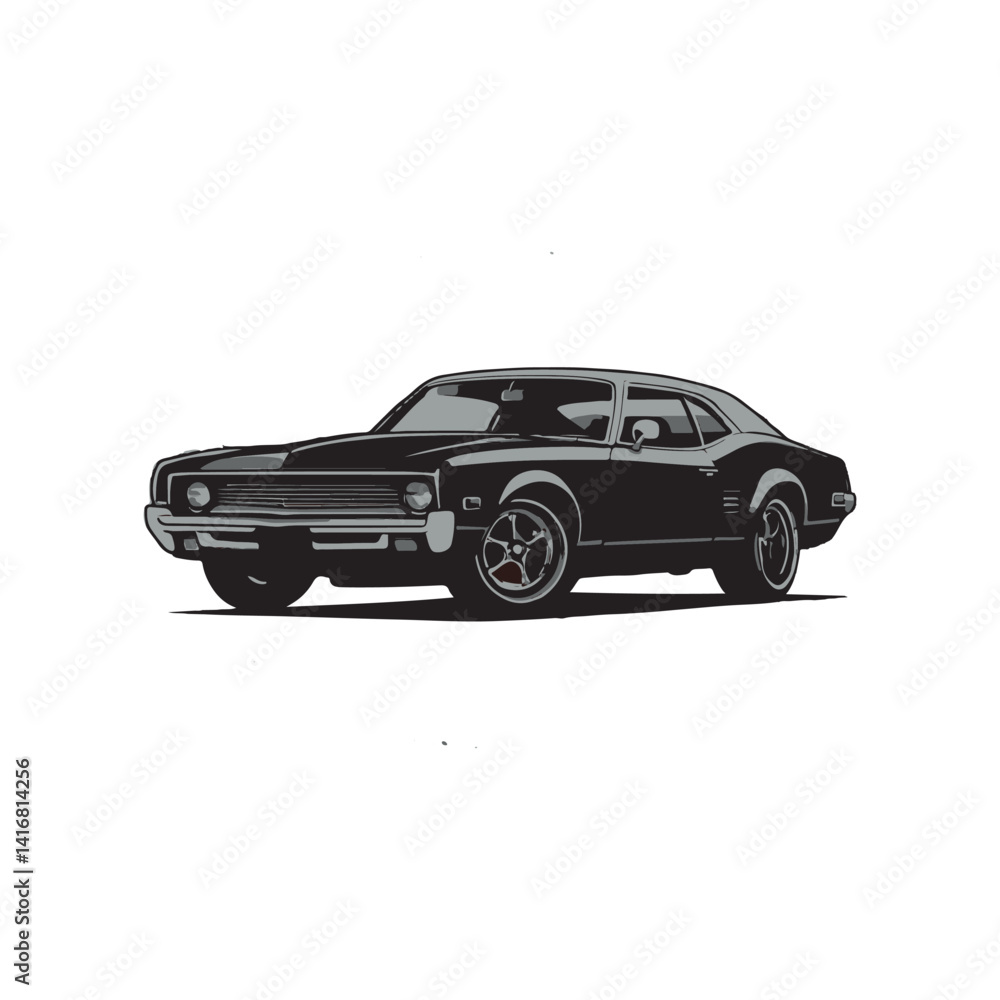 Fototapeta premium cool classic car illustration design