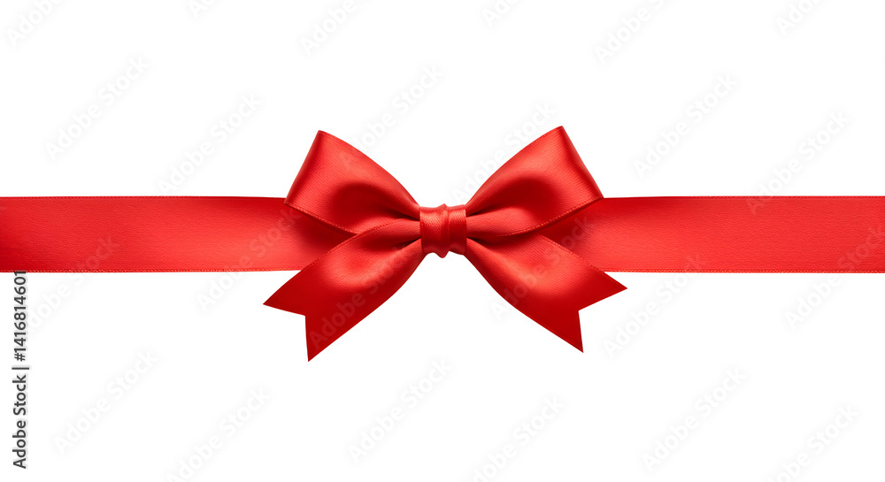 Red Satin Ribbon Bow on Transparent Background Red Satin Ribbon Bow on Transparent Background