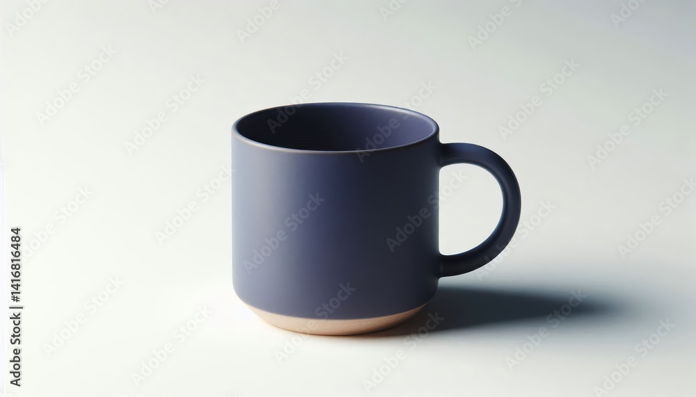 Fototapeta premium Blue Mug Mockup - Cup for Branding and Logo Placement - Product Design for Identity - White Drink Cup in Studio Environment - Background for Promotional Material - Mock-up for Presentation