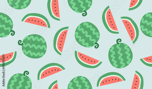 Cute watermelon fruits pattern background vector design