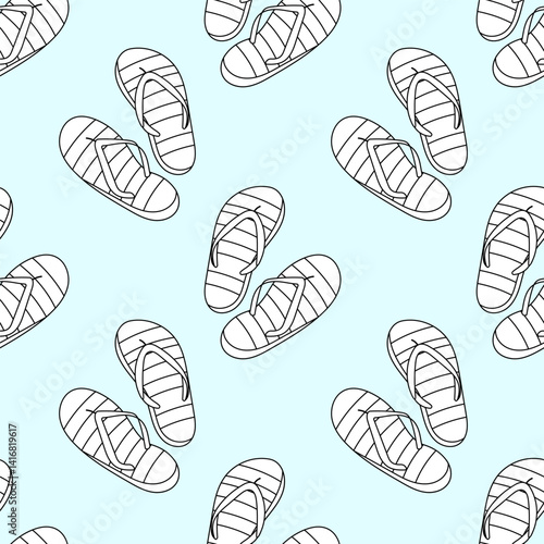 Black and white flip flop pattern for summer coloring