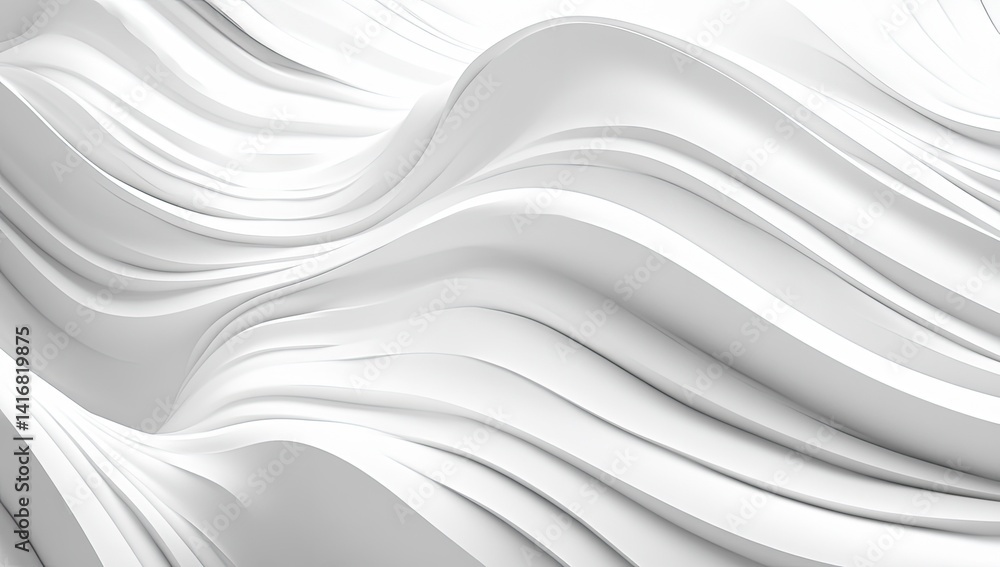 Obraz premium Abstract white flowing waves, smooth curves, 3D render