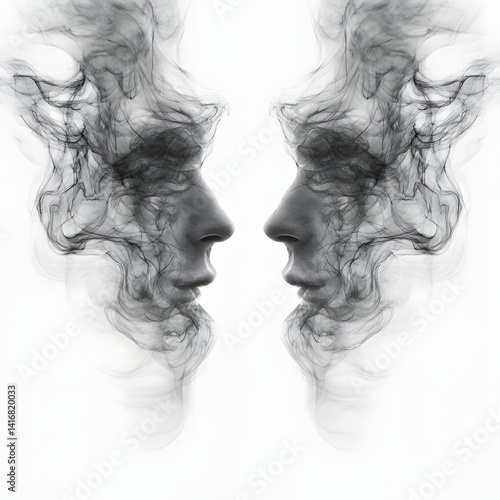 Smoke Faces in Profile, Reflection
