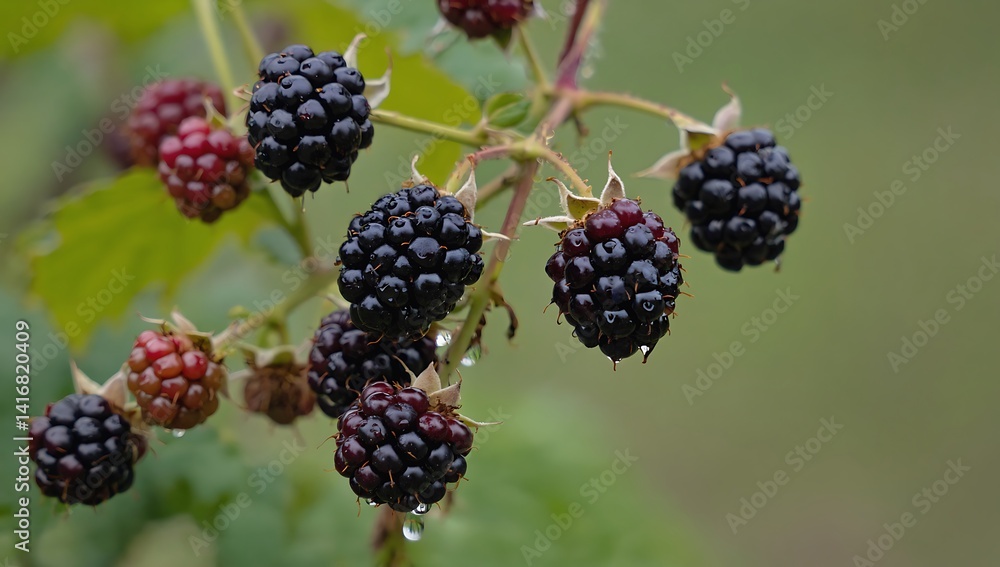 Ripe Blackberries on a Branch Ripe Blackberries on a Branch