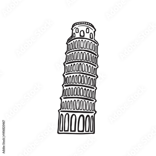 Leaning Tower of Pisa Vector illustration. Leaning Tower of Pisa vector in cartoon style isolated on white background