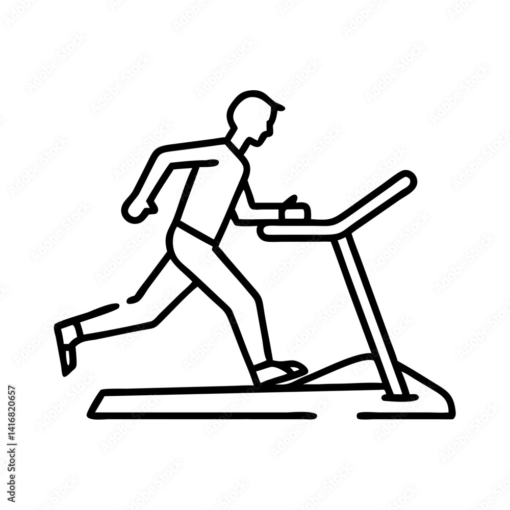 Man running on a treadmill in a minimalist style Man running on a treadmill in a minimalist style