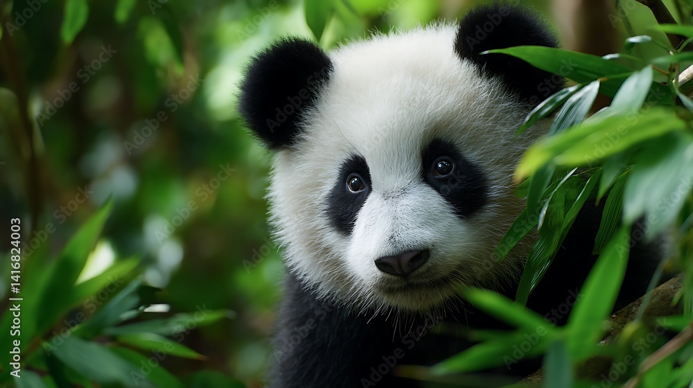 Baby panda in bamboo forest Baby panda in bamboo forest