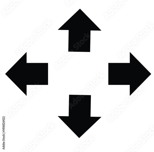Cute cartoon hand drawn vector left right up and down move arrow icon.