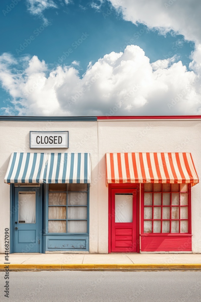 Rows of small-town shops with Rows of small-town shops with