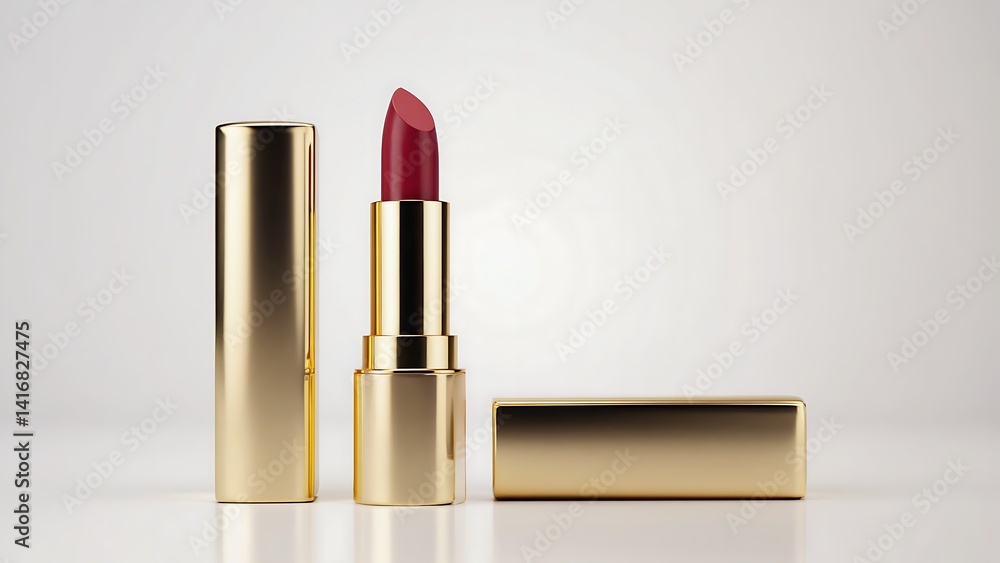 Golden lipstick on white background Golden lipstick on white background