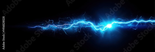 Electric blue energy surges across a dark background, resembling lightning or a powerful electrical current. A vibrant, dynamic display of energy