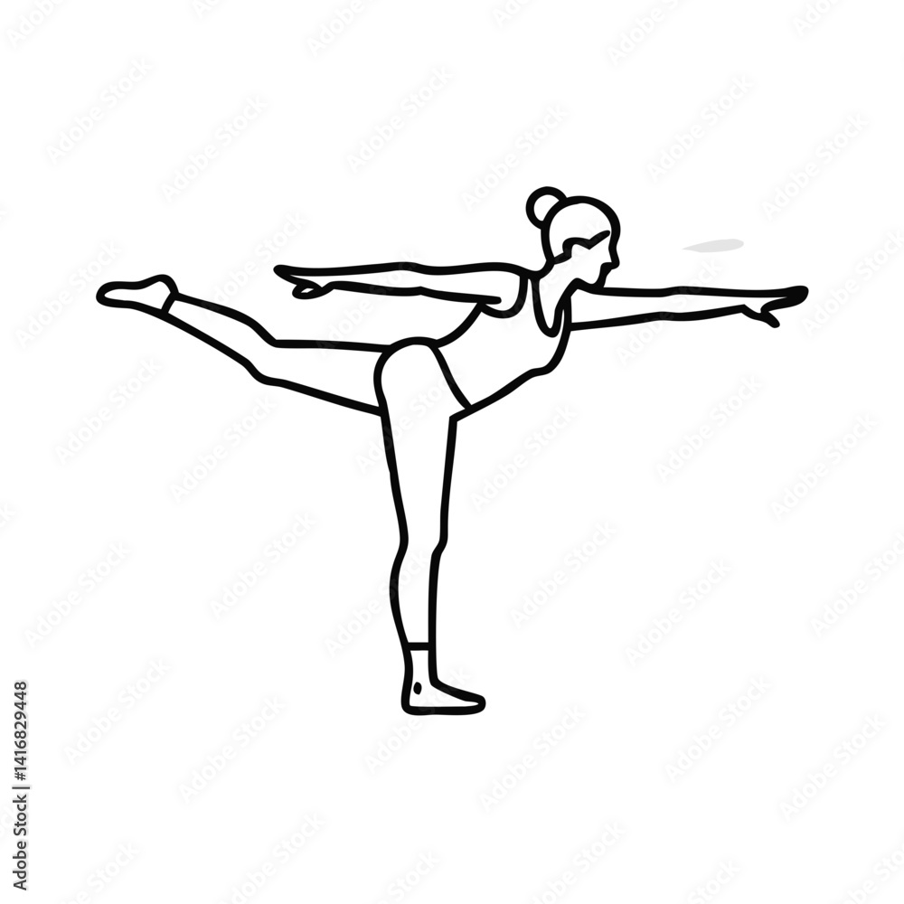 Woman practicing yoga in a graceful pose against a simple background Woman practicing yoga in a graceful pose against a simple background