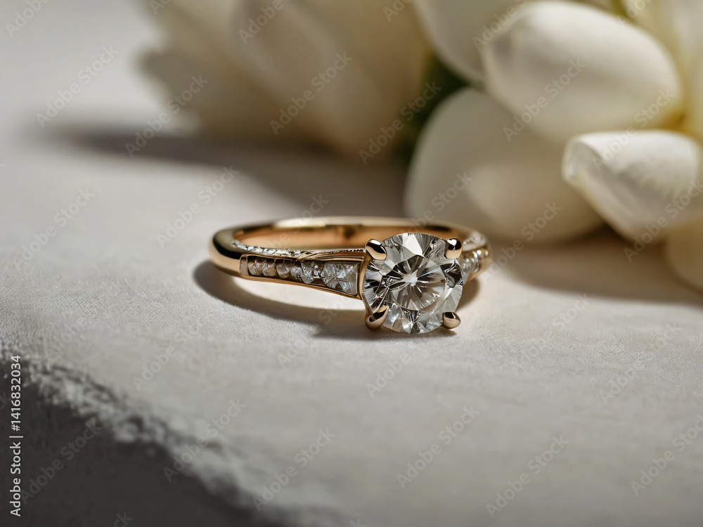 A wedding ring with a sparkling diamond. A wedding ring with a sparkling diamond.