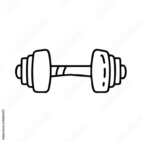 Dumbbell outline sketch for fitness training  