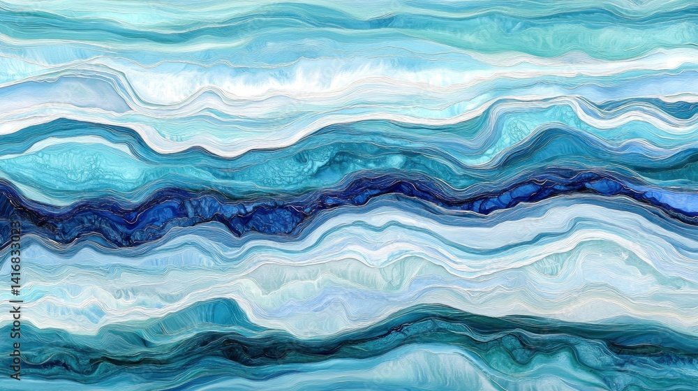 Obraz premium Abstract layered ocean waves of blues and whites.