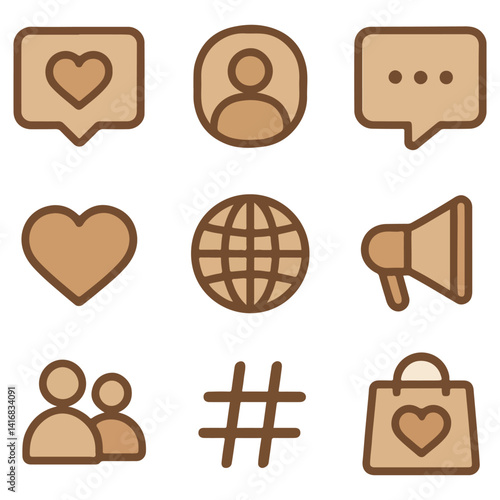 Social Media Marketing and Communication Icons Vector Graphic Design Elements