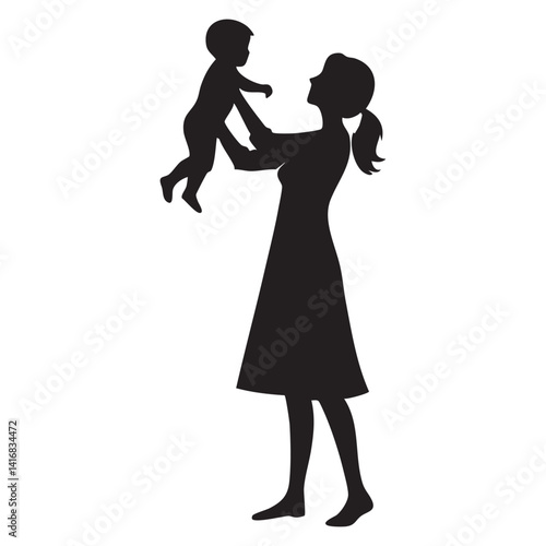 Wallpaper Mural Silhouette of a Mother Lifting Her Baby with Love and Joy Torontodigital.ca