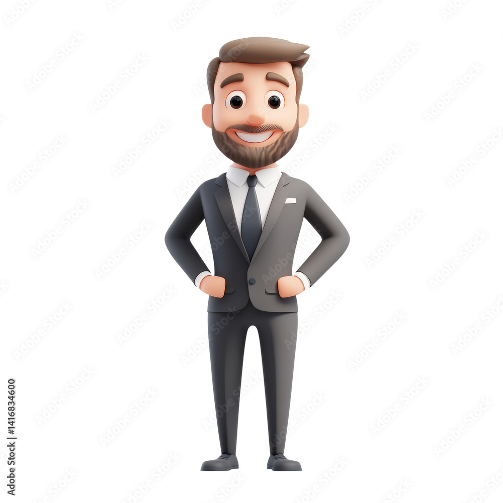 Confident Executive: A distinguished businessman, embodying success in a meticulously tailored suit, confidently stands with hands on hips, showcasing leadership qualities and professional prowess. Confident Executive: A distinguished businessman, embodying success in a meticulously tailored suit, confidently stands with hands on hips, showcasing leadership qualities and professional prowess.