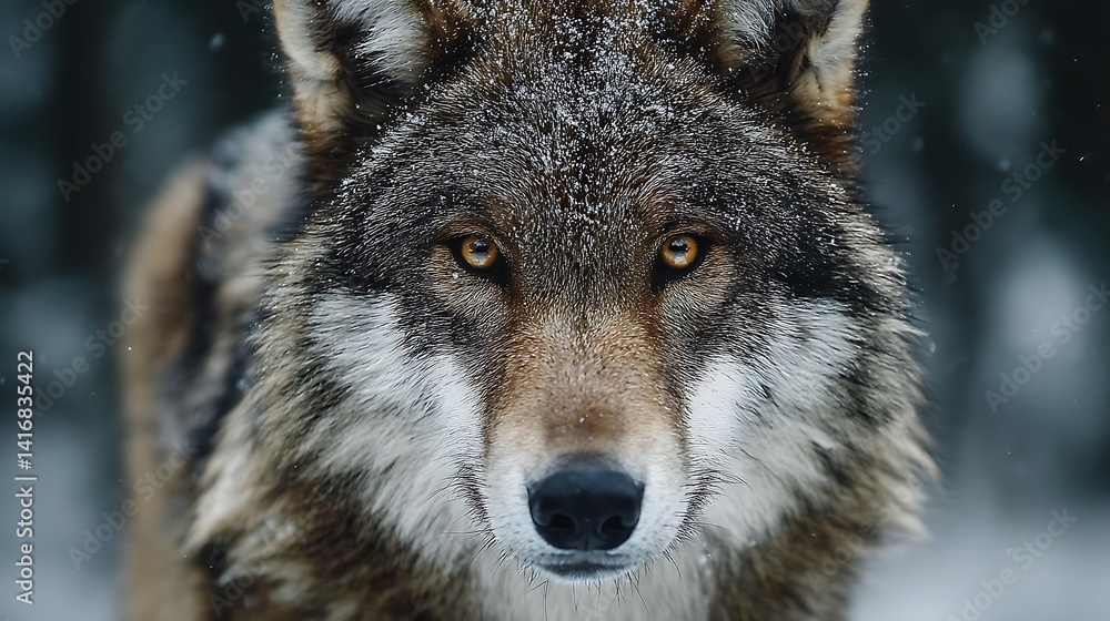 Close-up of a wolf in a snowy forest Close-up of a wolf in a snowy forest