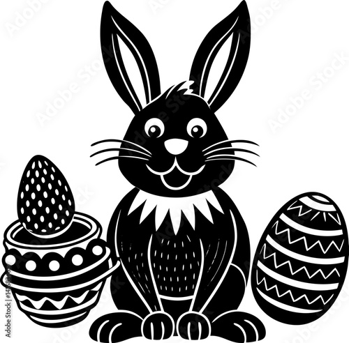 Abstract illustration bunny egg flower easter day silhouette