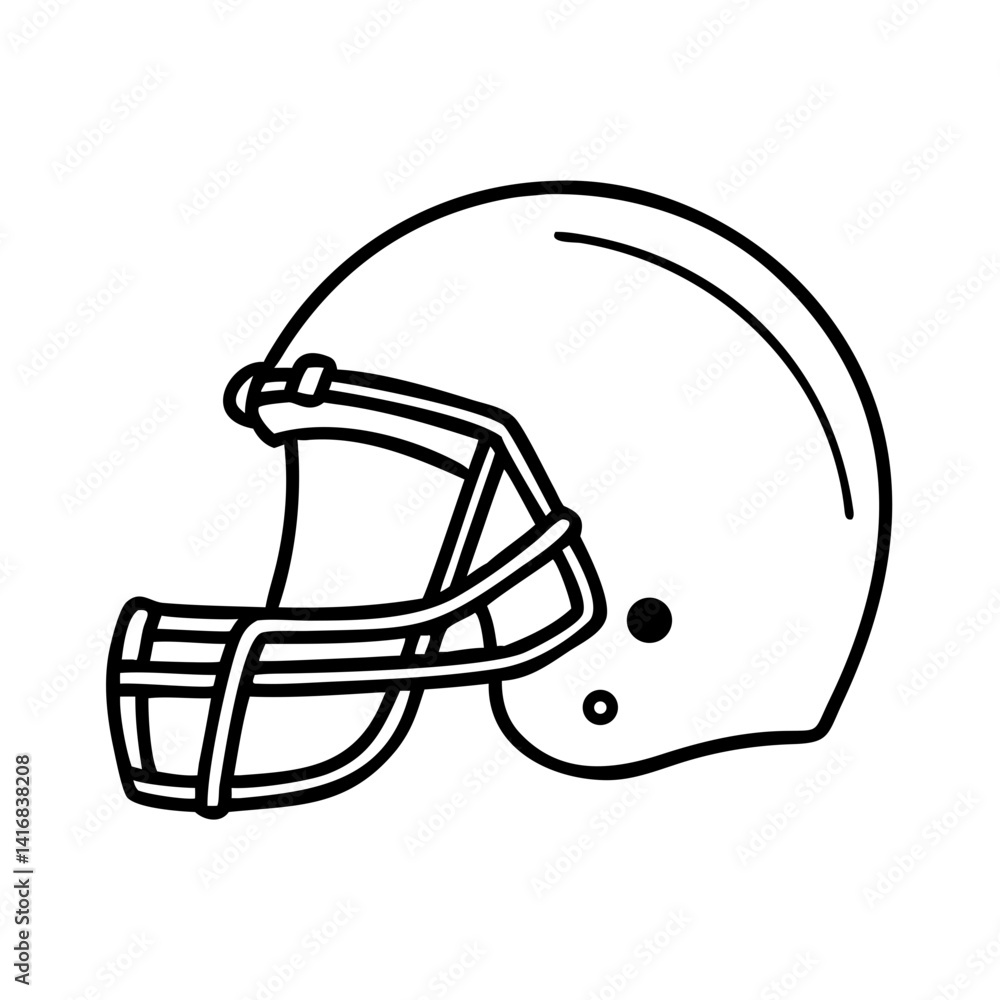 Naklejka premium American football helmet outline illustration on a white background
