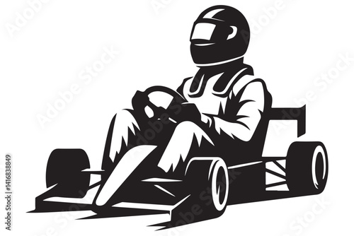 Go Kart Racer Silhouette Vector Illustration for High Speed Fun