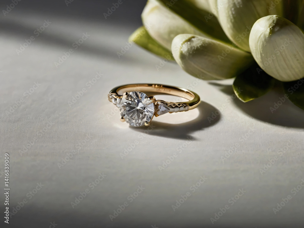 A wedding ring with a sparkling diamond. A wedding ring with a sparkling diamond.