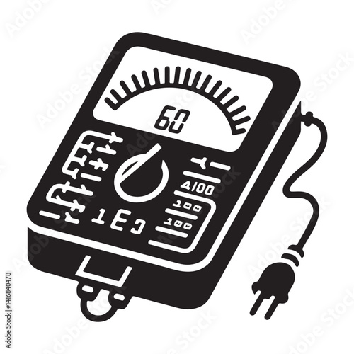 Digital Multimeter Silhouette Vector Art for Electrical Measurement