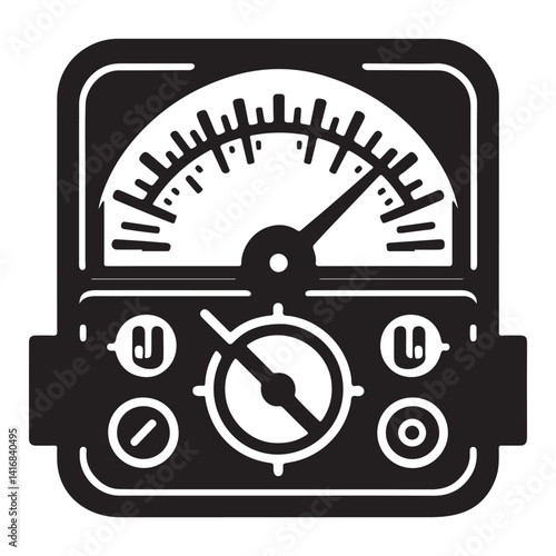 Vintage Voltmeter Silhouette Illustration of Analog Meter for Engineering