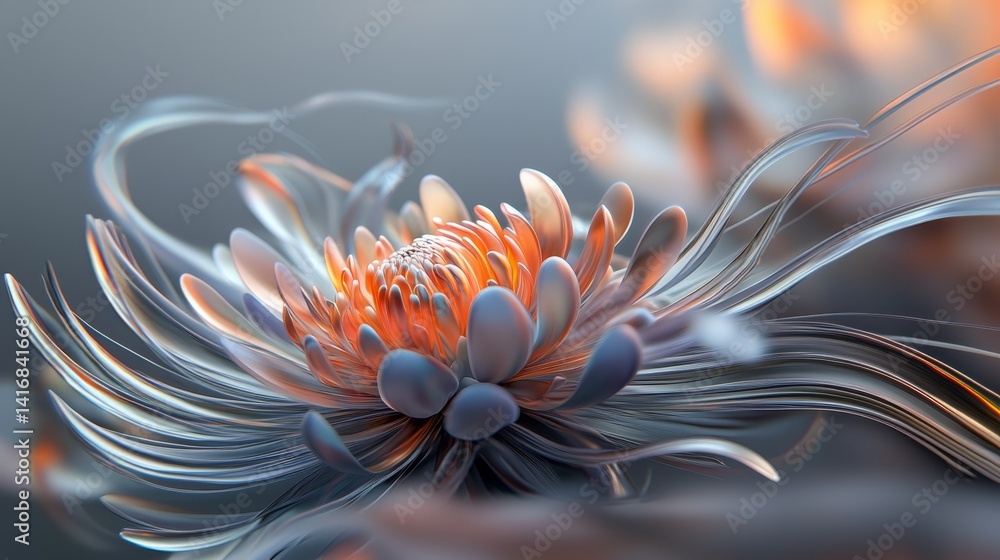 Obraz premium Ethereal Floral Design with Flowing Petals and Soft Color Palette